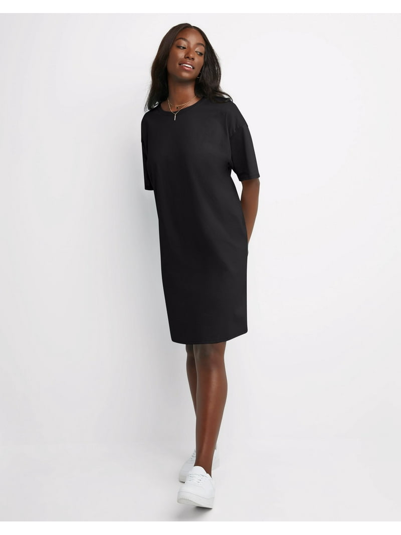 Hanes Women's Oversized T-Shirt Dress, Essential Midweight Cotton