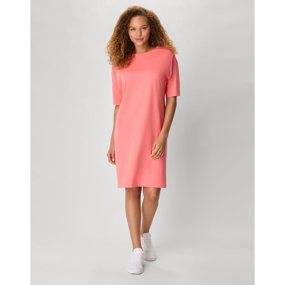 Hanes Women's T-Shirt Dress Short Sleeve Cotton Essentials Oversized Fit Midweight Cotton