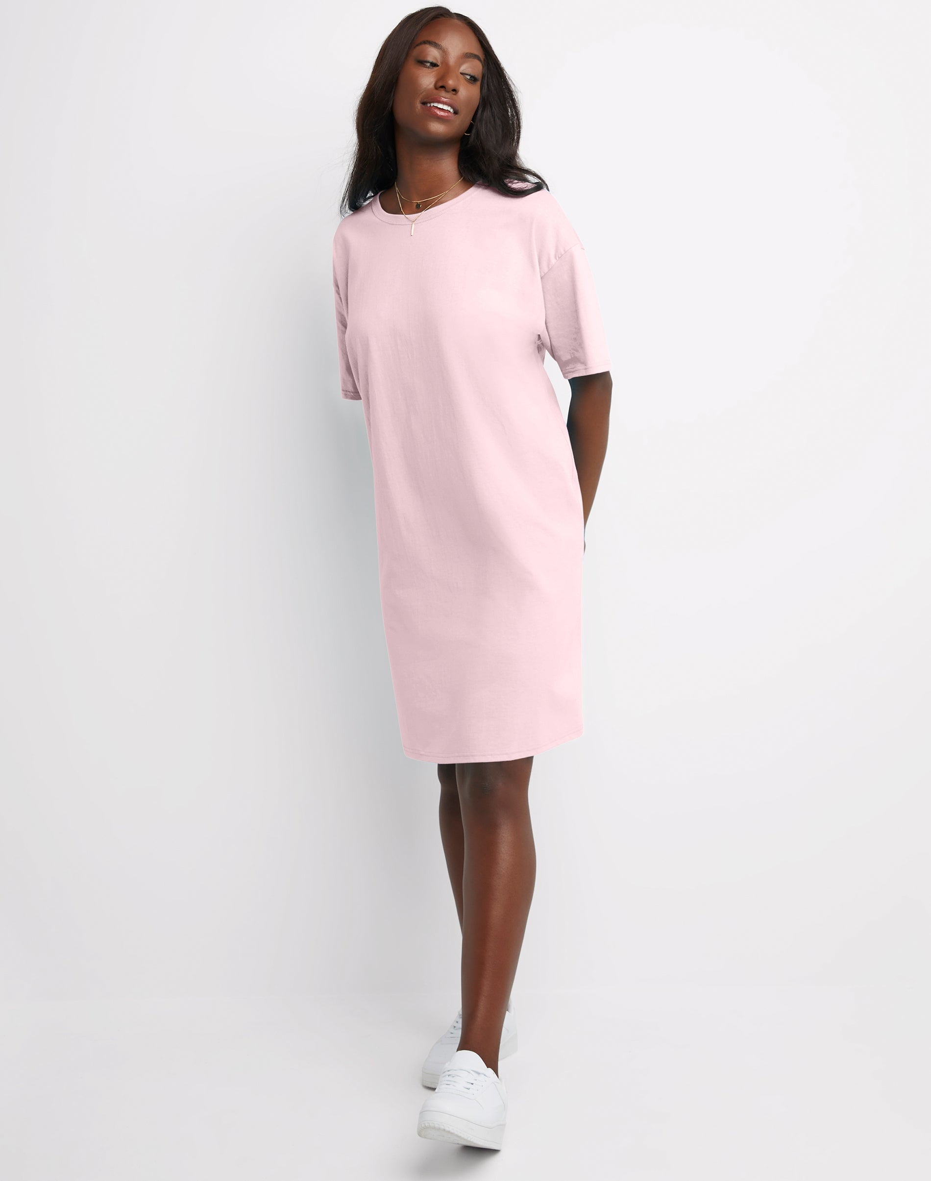 Hanes Women's Loose T-Shirt Dress, Short Sleeve, Midweight