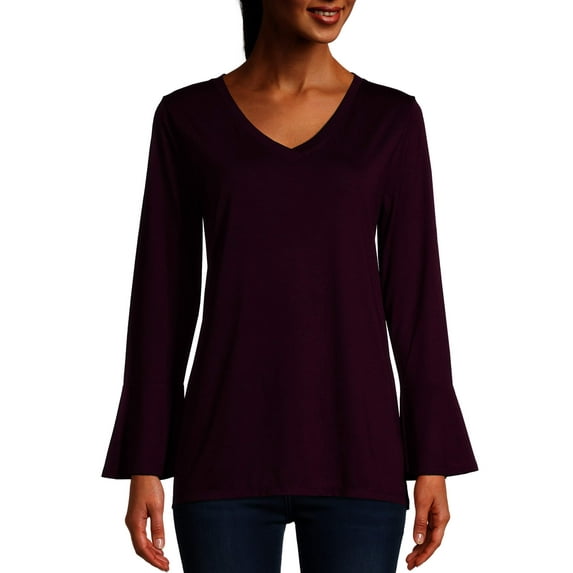 Hanes Bell Sleeve V-Neck Top (Women's)