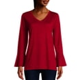 thumbnail image 1 of Hanes Bell Sleeve V-Neck Top (Women's), 1 of 6