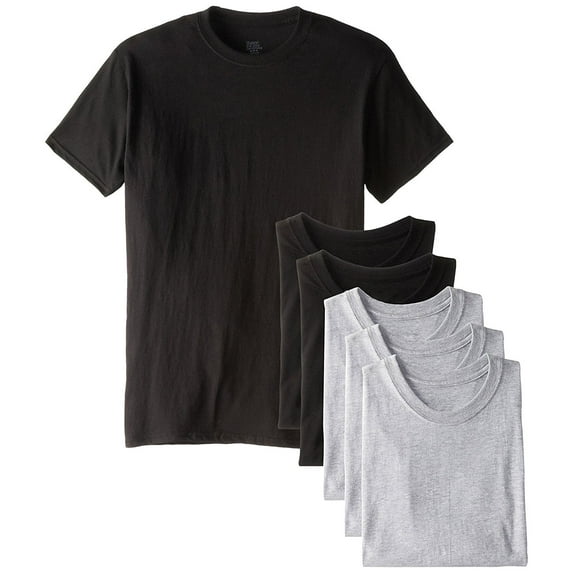 Hanes Best Men's 6 Pack Crew Neck Cotton Tagless T-Shirts (Solids & Heathers, M)