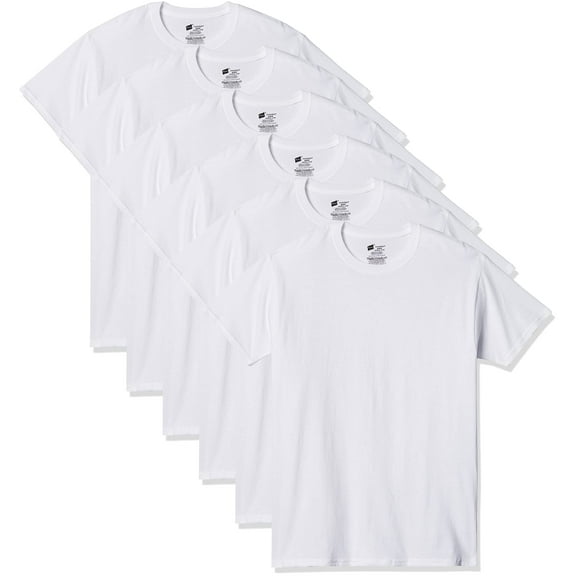Hanes Best Men's Short Sleeve V-Neck Cotton Tagless T-Shirts, 6 Pack (White, 2XL)