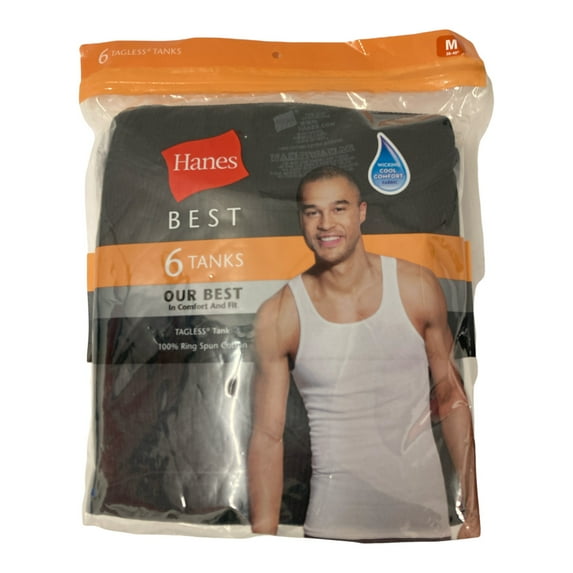 Hanes Best Men's Tagless 100% Cotton Tank Top 6 Pack (Black/Grey, XL)