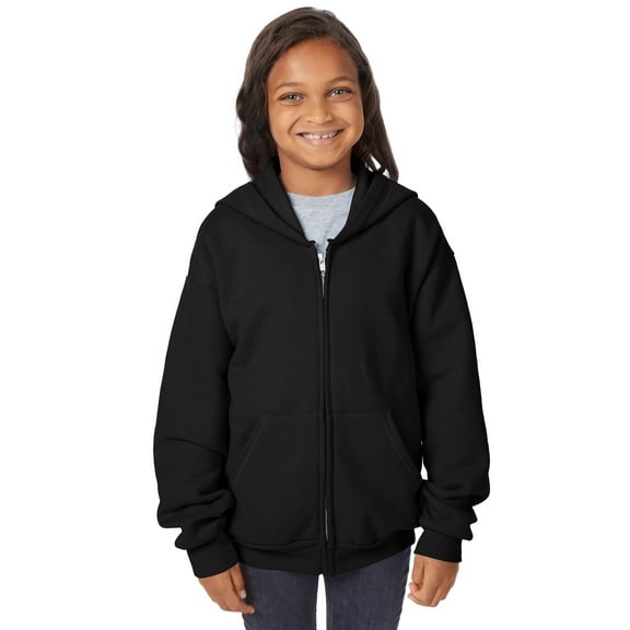 Hanes EcoSmart Kids' Full-Zip Hooded Jacket Black L
