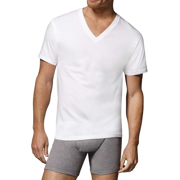 Hanes Big Men's ComfortSoft TAGLESS V-Neck Undershirt 3-Pack (2X-3X)