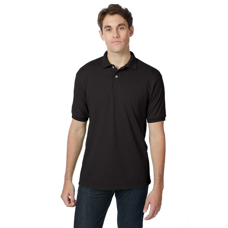 Hanes EcoSmart Jersey Polo Black 3XL