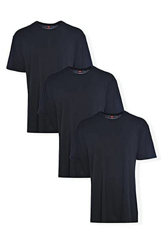 Big Men's Tagless ComfortSoft Crew Undershirt Tall 3-Pack, Black, 3X-Large