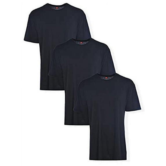 Hanes Big Men's Tagless ComfortSoft Crew Undershirt Tall 3-Pack, Black, X-Large