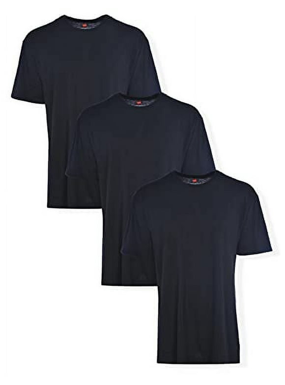 Hanes Big Men's Tagless ComfortSoft Crew Undershirt Tall 3-Pack, Black, X-Large