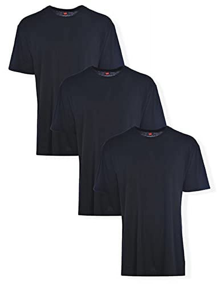 Hanes Big Men's Tagless ComfortSoft Crew Undershirt Tall 3Pack, Black