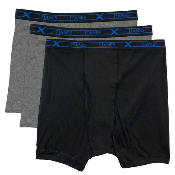 Hanes X-Temp Big & Tall Men's Underwear Boxer Briefs 3-Pack Black/Gray/Gray