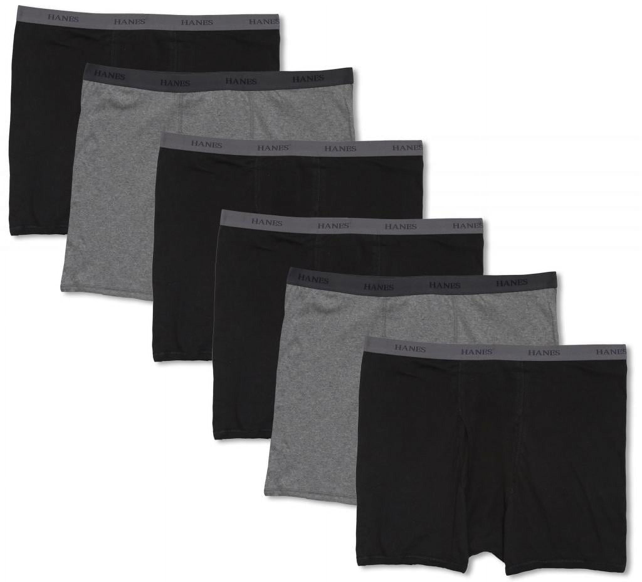 Hanes Big & Tall Men's Underwear Boxer Briefs 6-Pack Black/Black