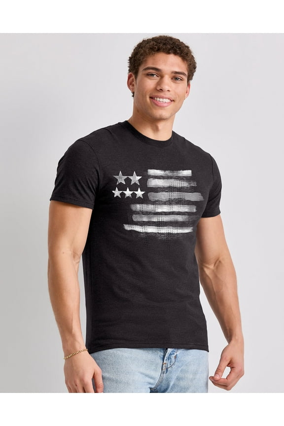 Men's Black & White Flag Graphic Tee S