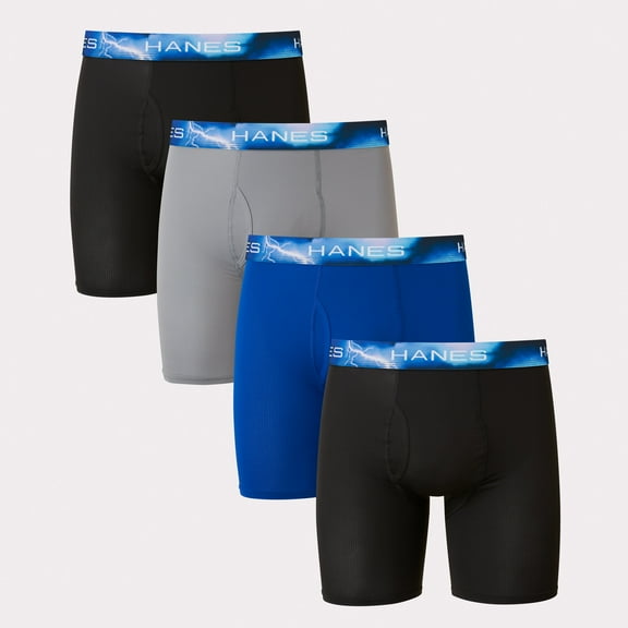Hanes Boxer Brief 4-Pack Long Leg Sport Men's X-Temp Air Tagless FreshIQ Mesh