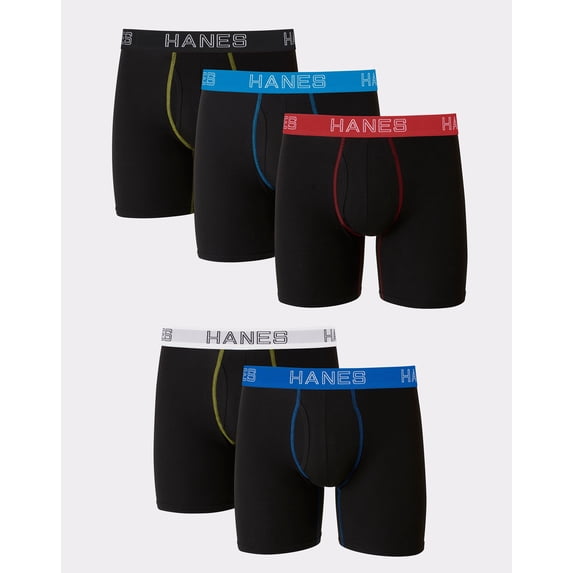 Hanes Boxer Brief 5-Pack Men Stretch Ultimate Tagless Comfort Flex Wicking S-2XL