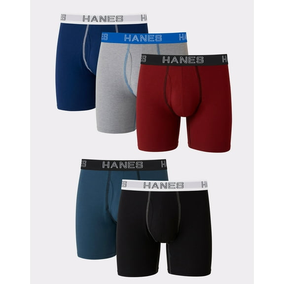 Hanes Boxer Brief 5-Pack Ultimate Men Stretch Tagless Wicking Comfort Flex Waist