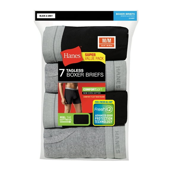Hanes Boxer Brief with Comfort Flex Waistband Black/Grey (2349B7) Black/Grey, L