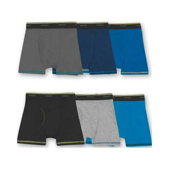 Hanes Boy's 6PK Boxer Briefs Tagless With ComfortFlex Waist Band and Wicking Cool Comfort Fabric