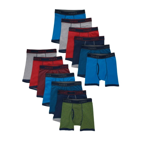 Hanes Boys, 10 + 3 Bonus Pack, Tagless, Cool Comfort Boxer Briefs, Sizes S (6/8) - XL (18/20)