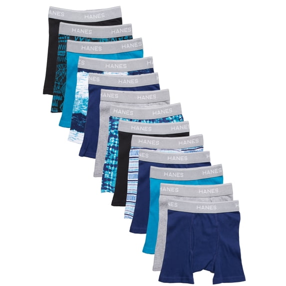 Hanes Boys, 10 + 3 Bonus Pack, Tagless, Cool Comfort Boxer Briefs, Sizes S (6/8) - XL (18/20)