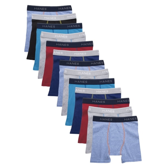 Hanes Boys, 10 + 3 Bonus Pack, Tagless, Cool Comfort Boxer Briefs, Sizes S (6/8) - XL (18/20)