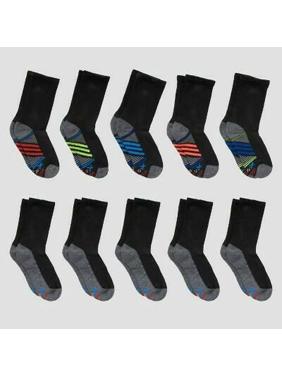 Boys' 10pk X-Temp Premium Crew Socks - Black L