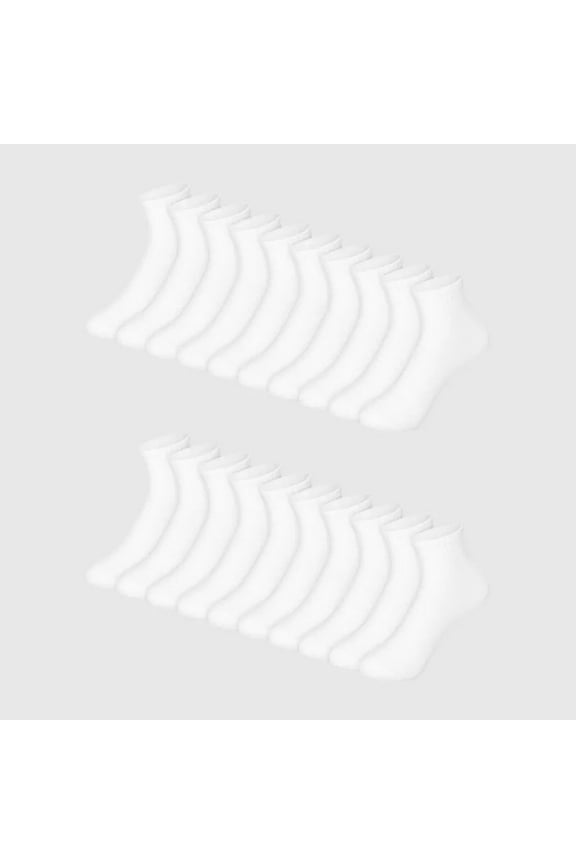 Boys' 20pk Ankle Socks - White M
