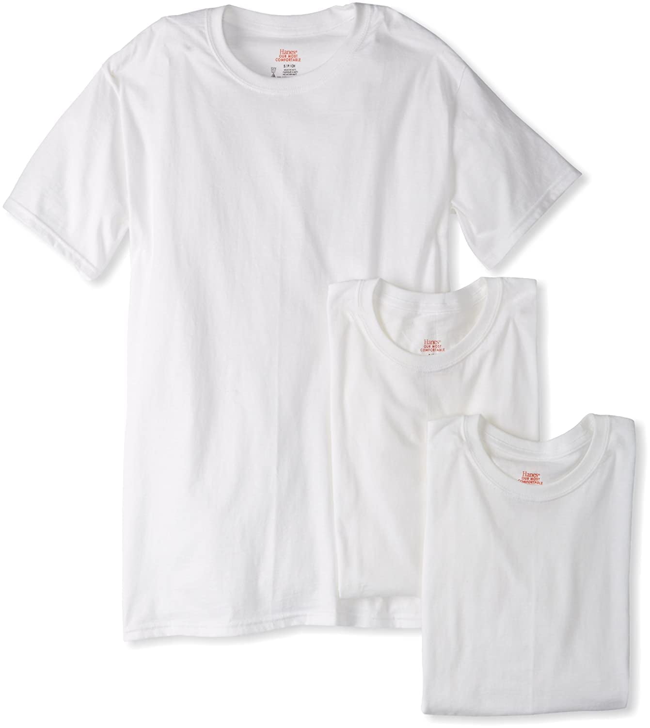 Hanes Boys Undershirts Pack, 4-Pack, Crew Neck T-Shirts for Kids, Soft Moisture-Wicking, Tagless