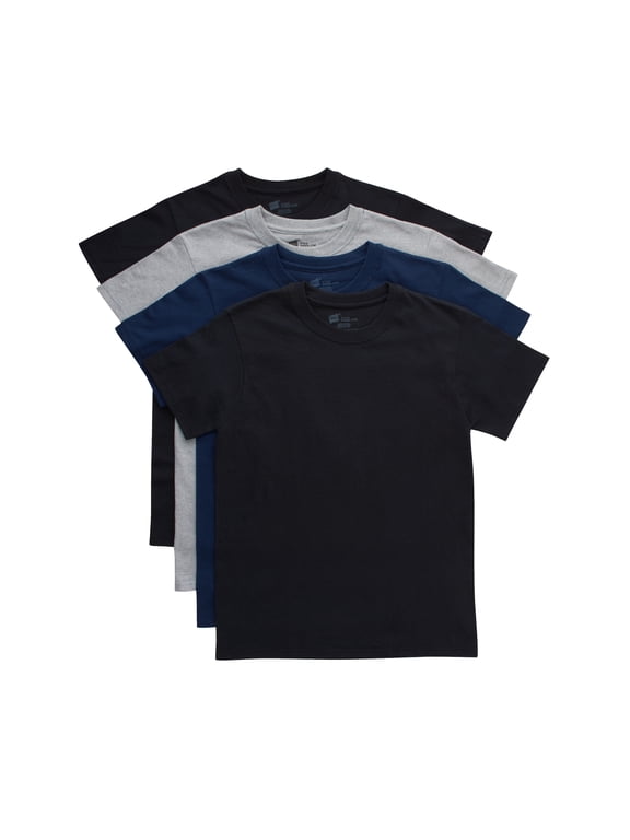 Boys Undershirts Pack, 4-Pack, Crew Neck T-Shirts for Kids, Soft Moisture-Wicking, Tagless