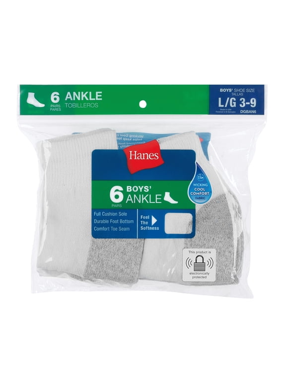 Boys' Ankle Socks, 6 Pack