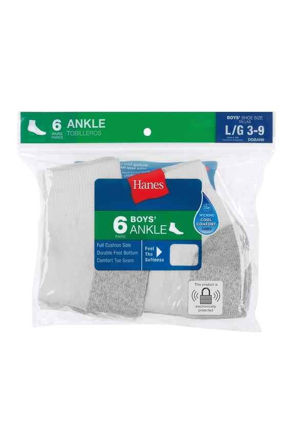 Boys' Ankle Socks, 6 Pack