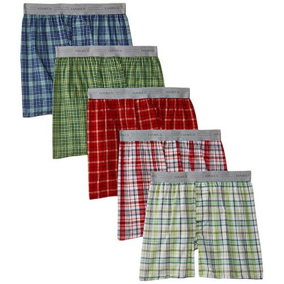 Hanes Boys' Big 5-Pack Comfort Flex Yarn Dye Boxer, Assorted, Medium