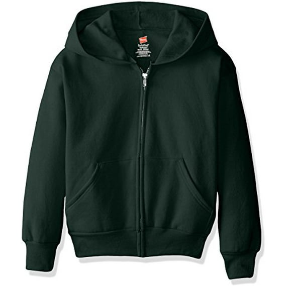 Hanes Boys' Big Eco Smart Zip Hoodie, Deep Forest, MEDIUM