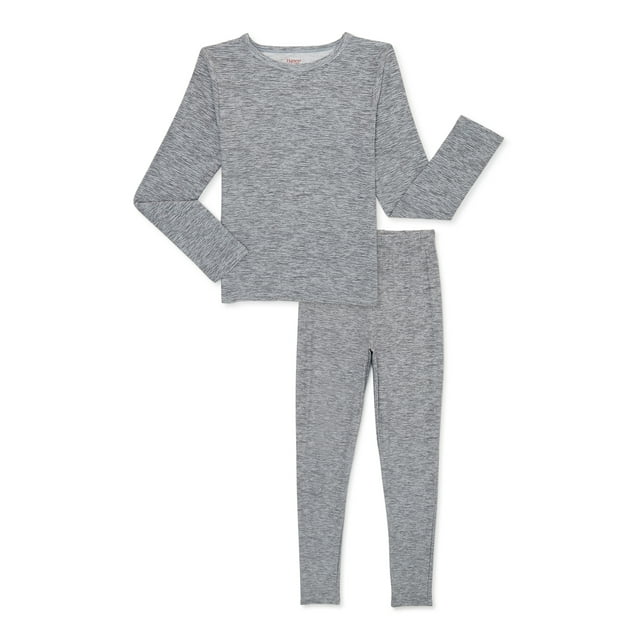 Hanes Boys Brushed Jersey Warm Thermal Top and Bottom Set, 2Piece
