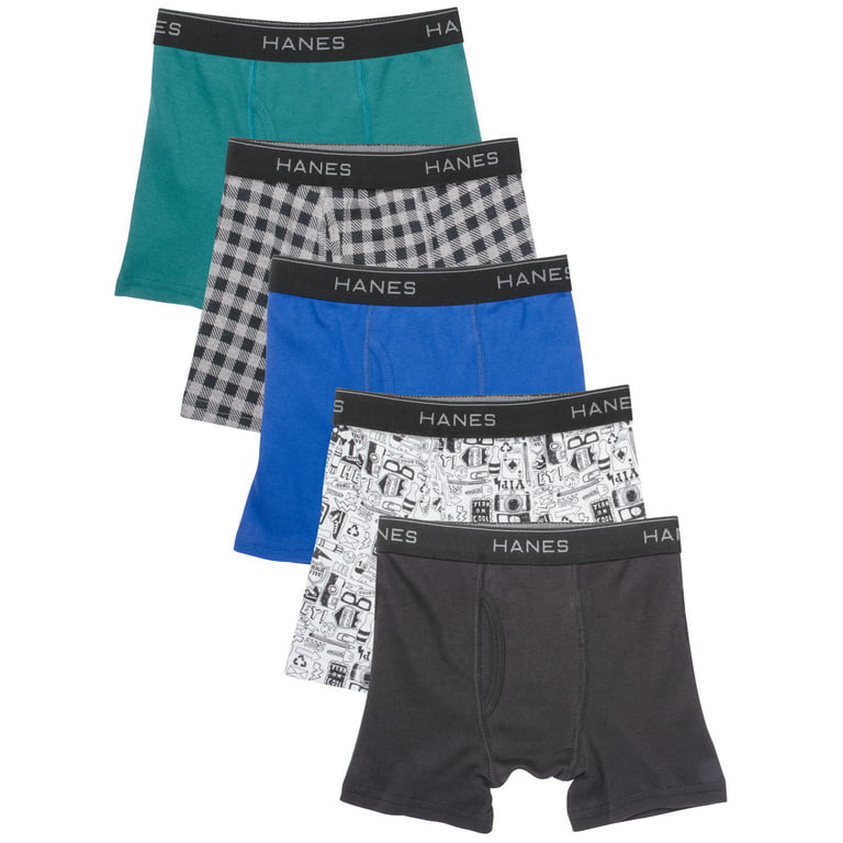 Hanes Boys' Comfort Flex Boxer Briefs 5 Pack, Sizes S-XL