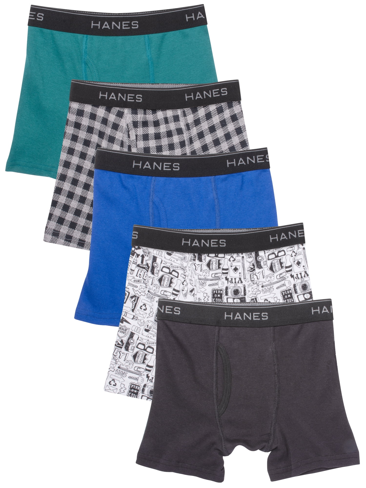 Hanes Boys' Woven Boxers 5 Pack, Sizes S-XL 