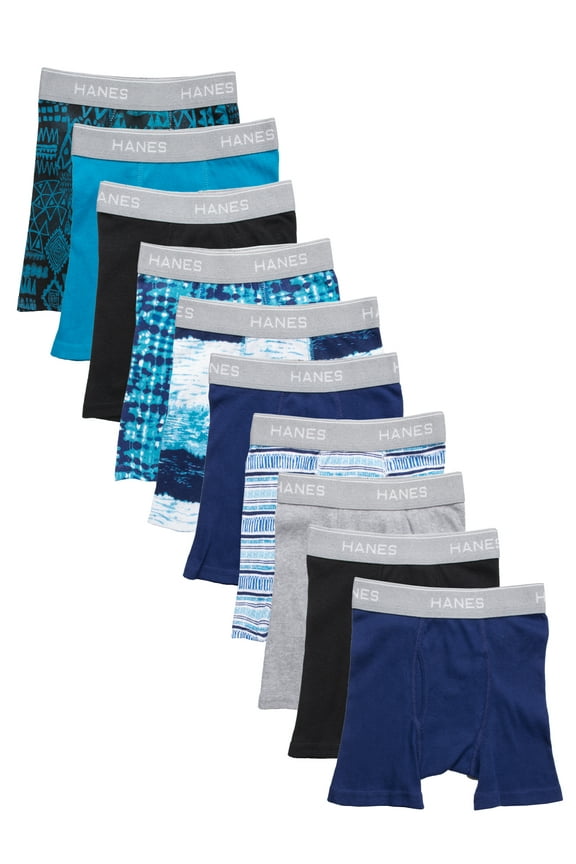 Boys’ Comfort Flex Tagless Boxer Briefs, 10 Pack, Sizes S-XL