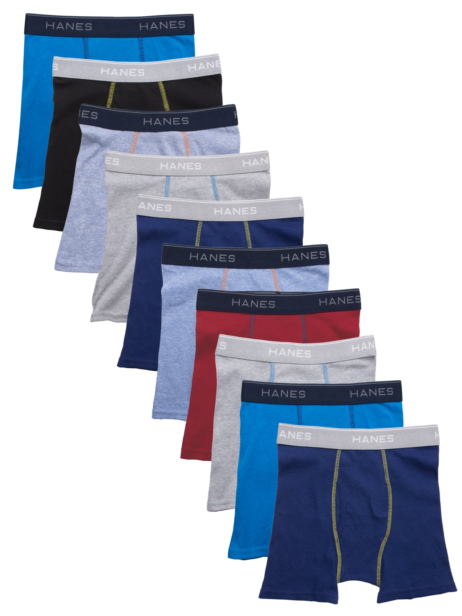 Hanes Boys’ Comfort Flex Tagless Boxer Briefs, 10 Pack, Sizes S-XL