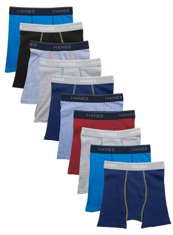 Boys Boxer Briefs Underwear Pack, 10-pack, Comfort Flex Tagless Boys Underwear, S-XL