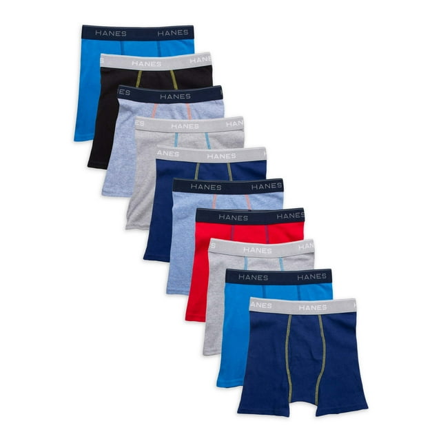 Hanes Boys Underwear, 10 Pack Tagless ComfortFlex Waistband Boxer Brief Sizes S-XXL