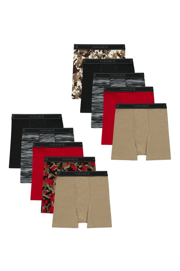 Boys' Comfort Flex Boxer Briefs Underwear Super Value Pack, 10-pack sizes S-XL