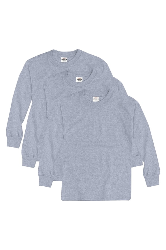 Boys' Long Sleeve T-Shirt, 3-Pack Light Steel XS