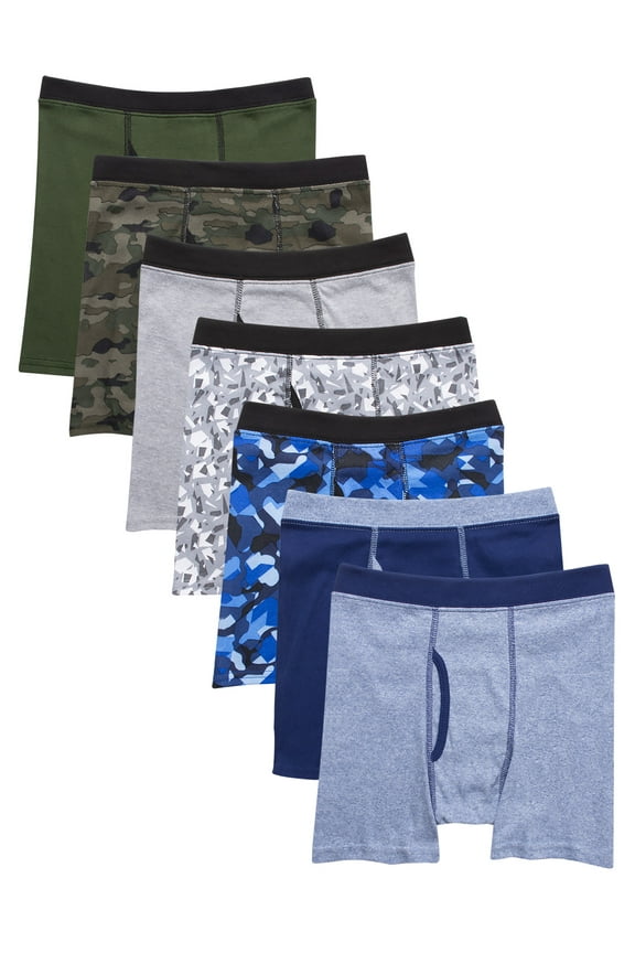 Boys' ComfortSoft Waistband Printed Boxer Brief, 7 Pack