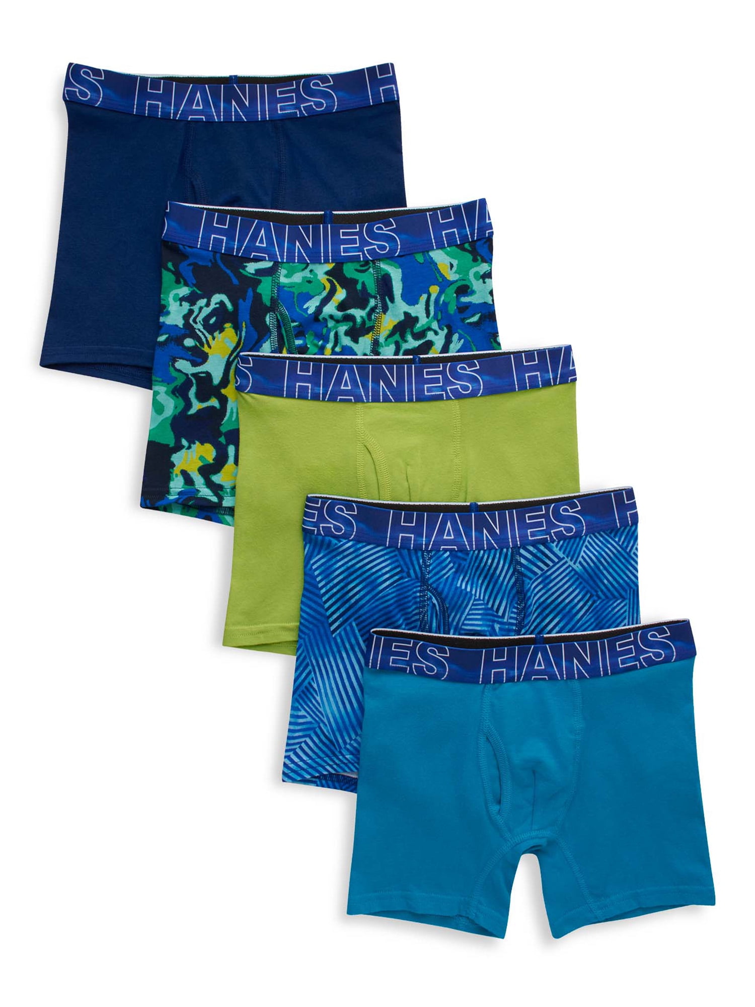 Hanes Boys' Cotton-Stretch Boxer Briefs, 5-Pack, Sizes S-XXL 