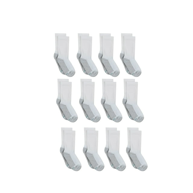 Hanes Boys' Crew Socks, 12 Pack