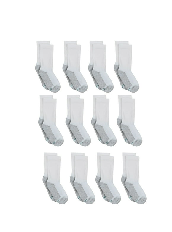 Hanes Boys' Crew Socks, 12 Pack