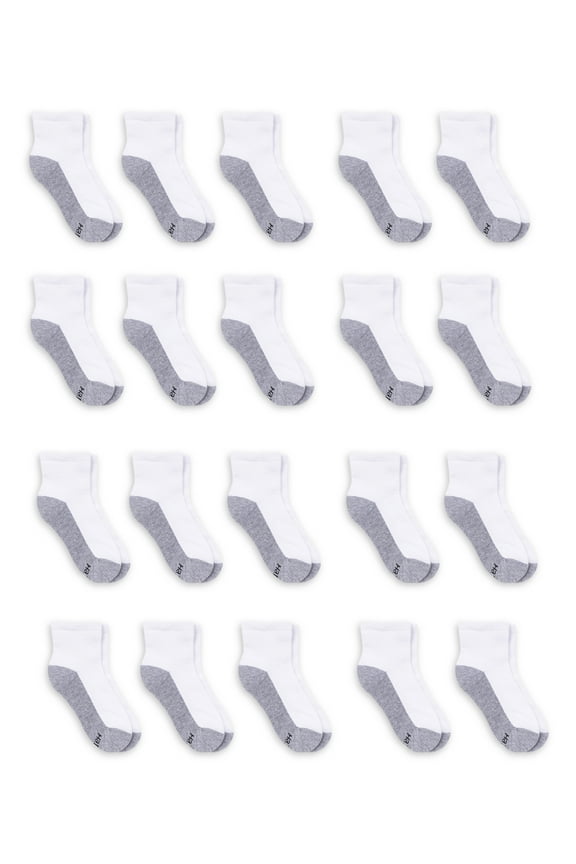 Boys Double Tough Durability 20 Pack Ankle Socks, Sizes S-L