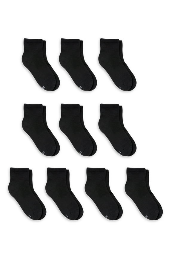 Boys Double Tough Durability Ankle Socks, 10 Pack, Size S-L