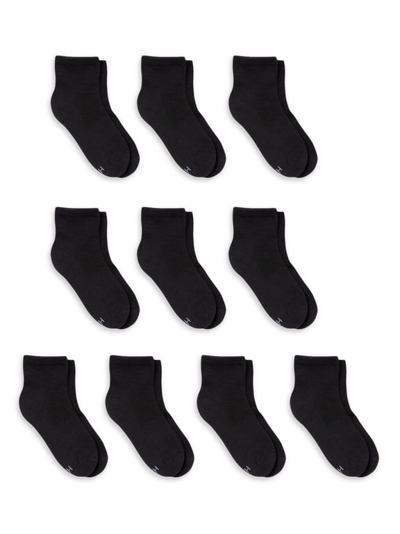 Boys Double Tough Durability Ankle Socks, 10 Pack, Size S-L